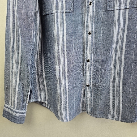 THREADS 4 THOUGHT 100% Cotton Snap‎ Button-up Long Sleeve Shirt Blue Mens Size M - Picture 4 of 11